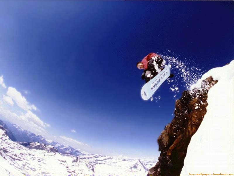 Snowboarder in Mid-air — Blue, Dramatic, Winter, Photograph
