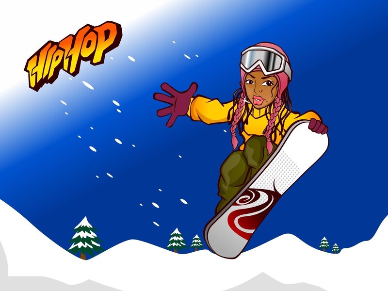 Snowboarder in Mid-air — Blue, Dynamic, Winter, Digital Art, Goggles