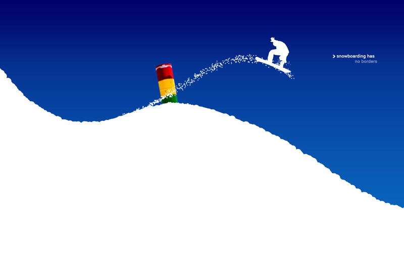 Snowboarder in Mid-air — Blue, Dynamic, Winter, Illustration, Snow