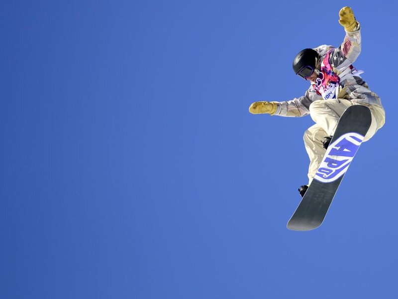 Snowboarder in Mid-air — Blue, Dynamic, Winter, Photograph, Goggles