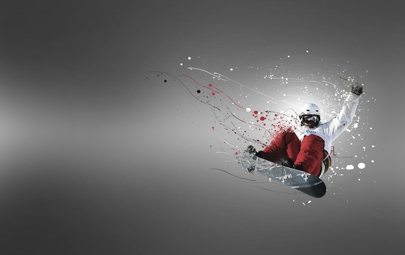 Snowboarder in Mid-air — Gray, Dynamic