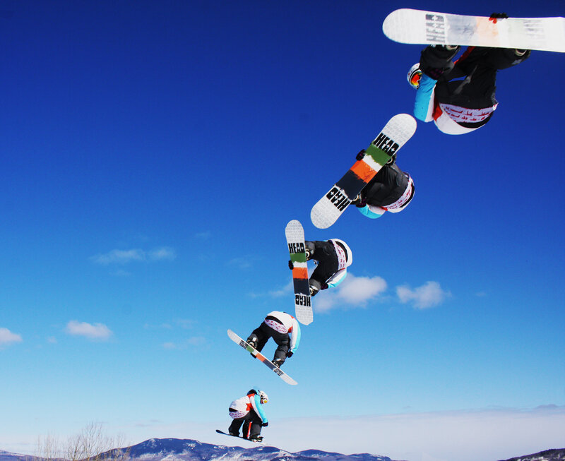 snowboarder in mid-air jump