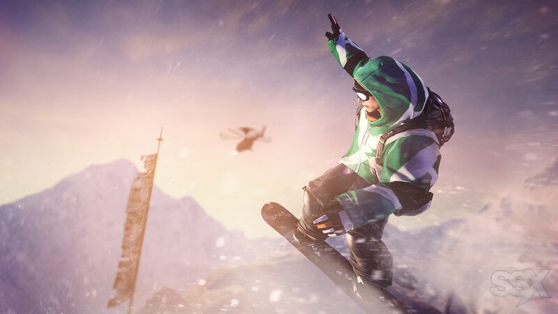 snowboarder in mid-air jump