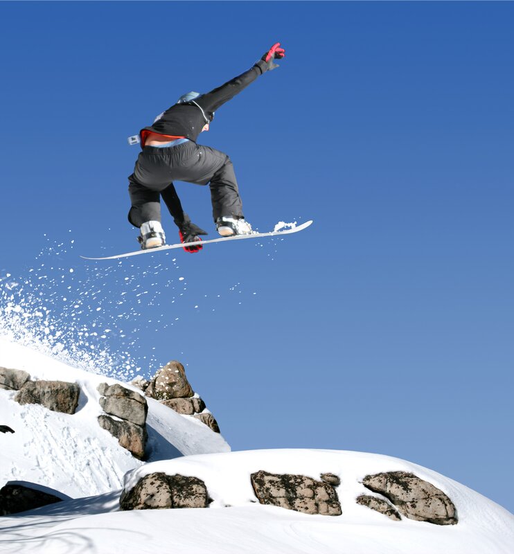 snowboarder in mid-air jump