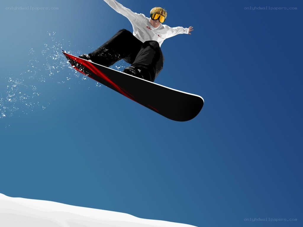 Snowboarder in mid-air jump