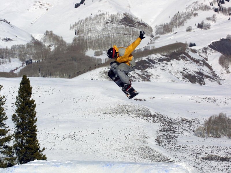 snowboarder in mid-air jump