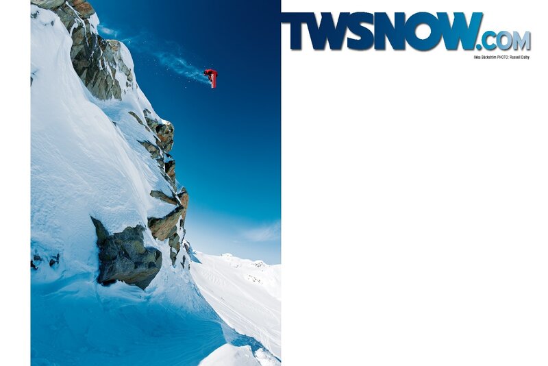 Snowboarder in mid-air jump