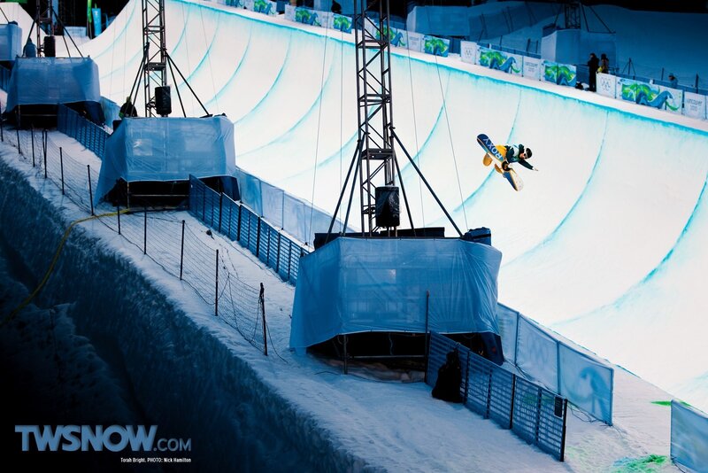 snowboarder in mid-air jump