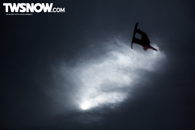 Snowboarder in mid-air jump