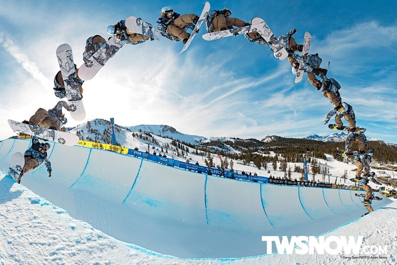 snowboarder in mid-air loop