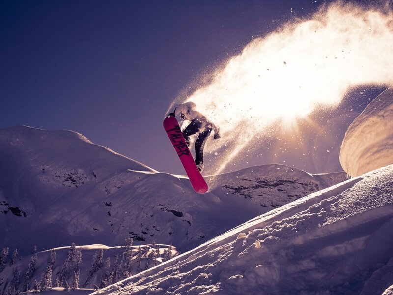 Snowboarder in Mid-air — Purple