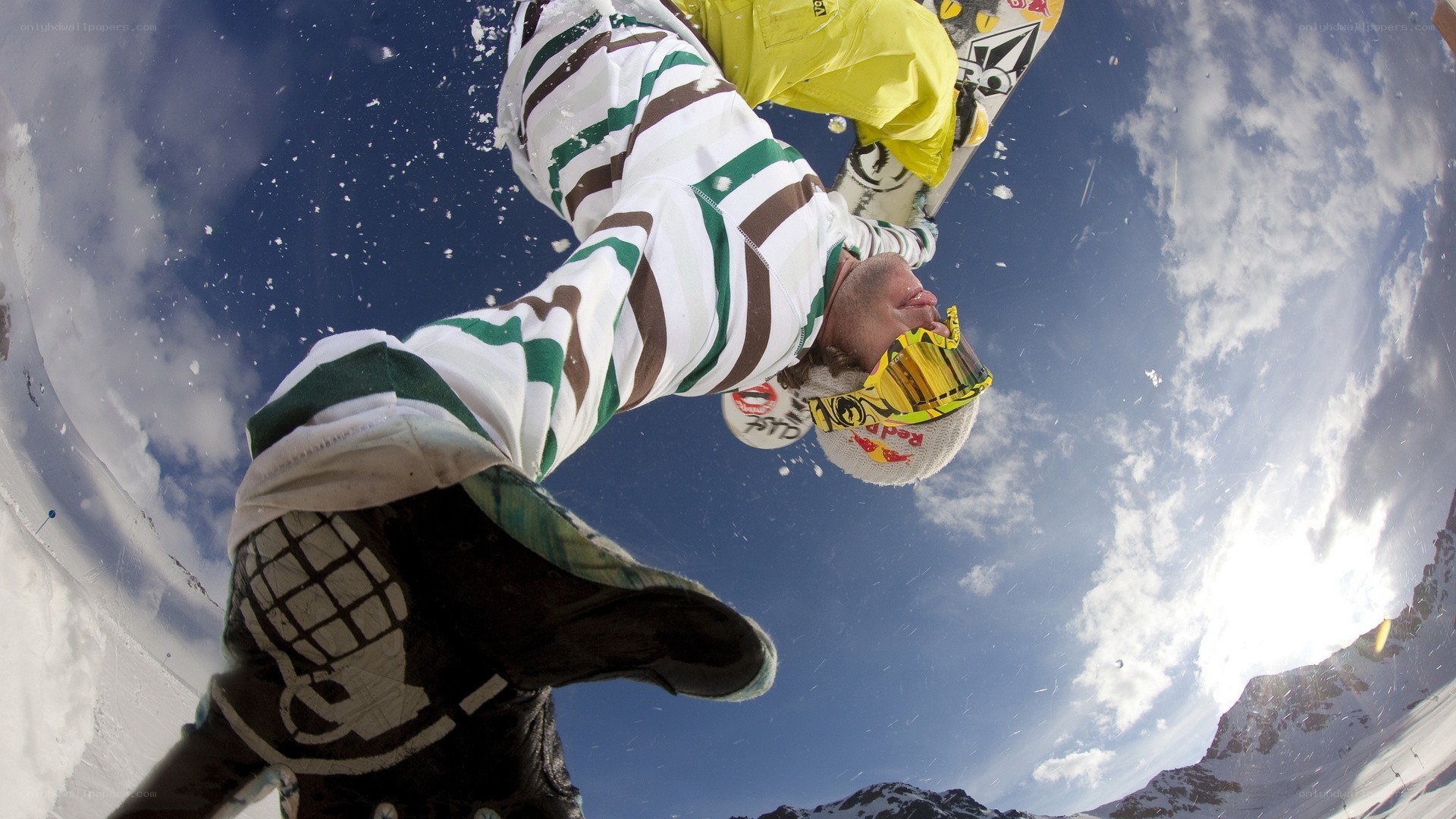 snowboarder in mid-air trick