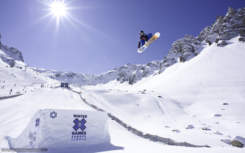 Snowboarder in Mid-air — White, Active, Afternoon