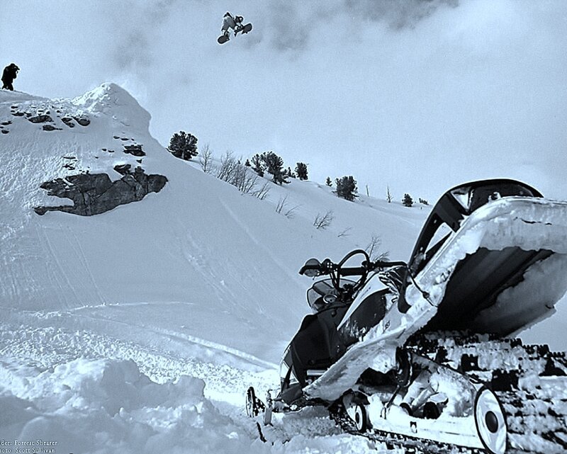 Snowboarder in Mid-air — White, Dramatic, Winter