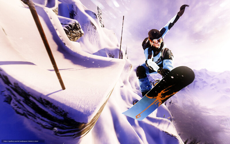 Snowboarder in Mid-air — White, Dynamic, Winter, 3d Render, Snow, Goggles