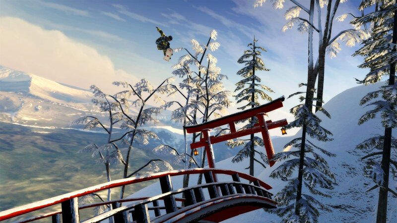 Snowboarder in Mid-air — White, Dynamic, Winter, 3d Render, Torii Gate