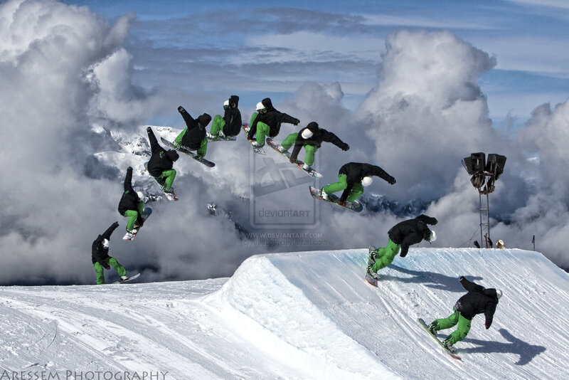 Snowboarder in Mid-air — White