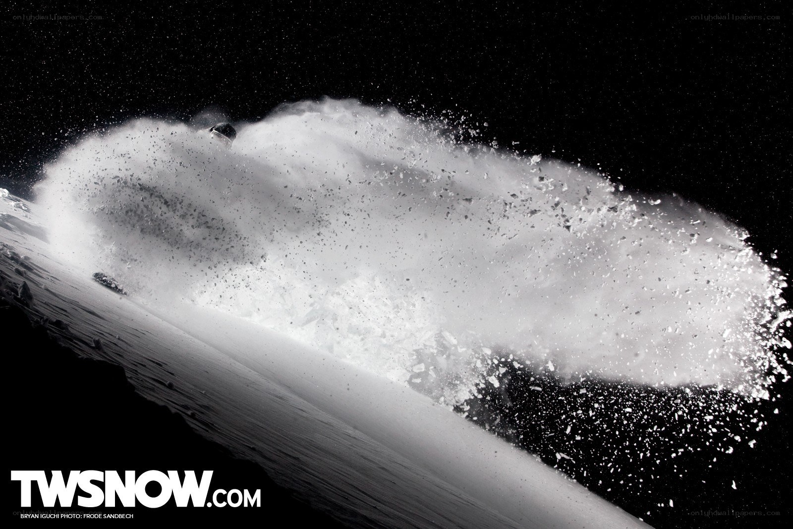 Snowboarder in powder