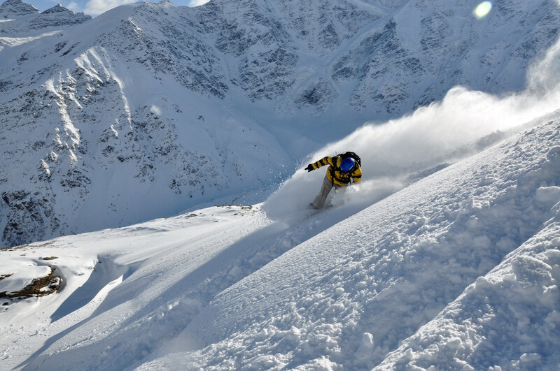 Snowboarder in Powder — White, Dynamic