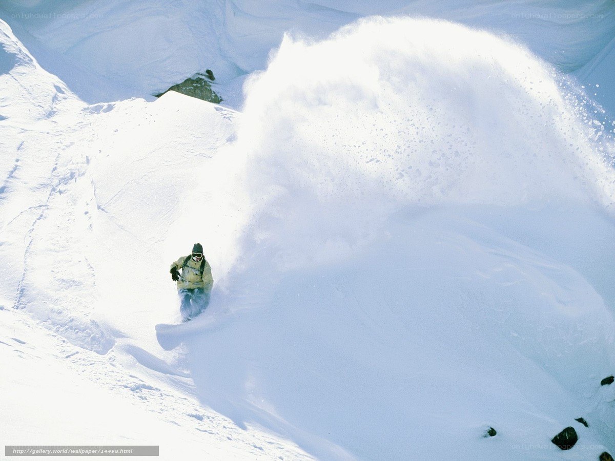 snowboarder in powder