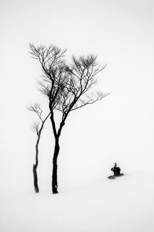 Snowboarder in Snowstorm — Black