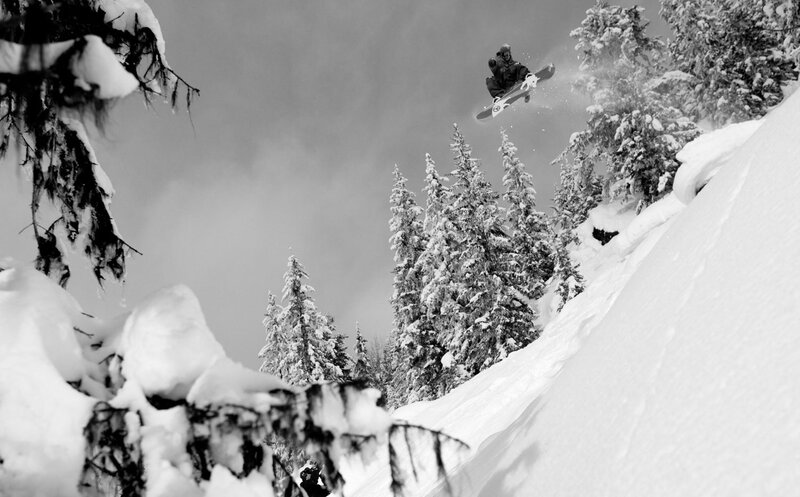 Snowboarder mid-air jump