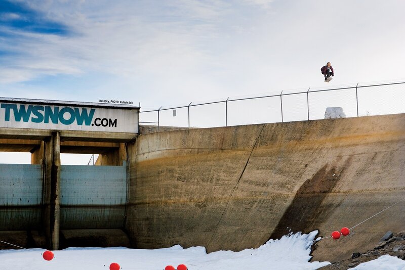 Snowboarder mid-air jump