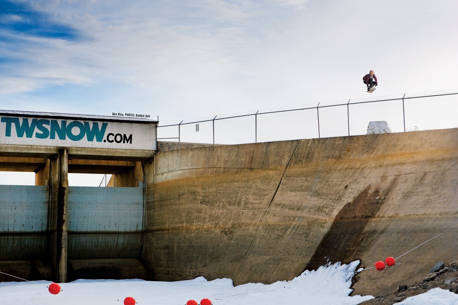 Snowboarder mid-air jump