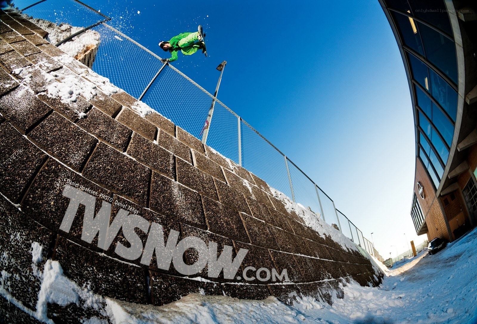 Snowboarder mid-air jump