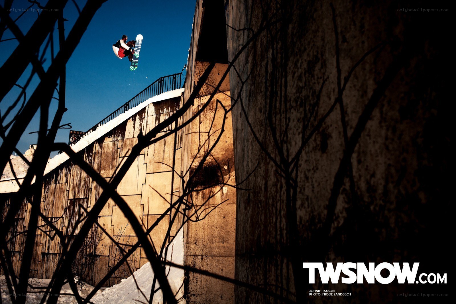Snowboarder mid-air jump