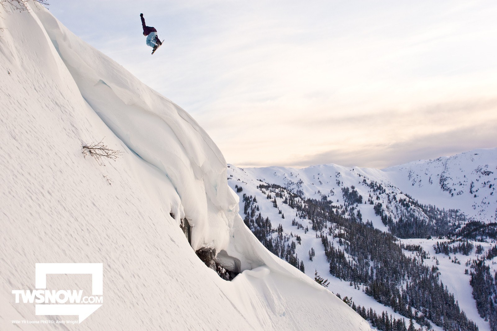Snowboarder mid-air jump