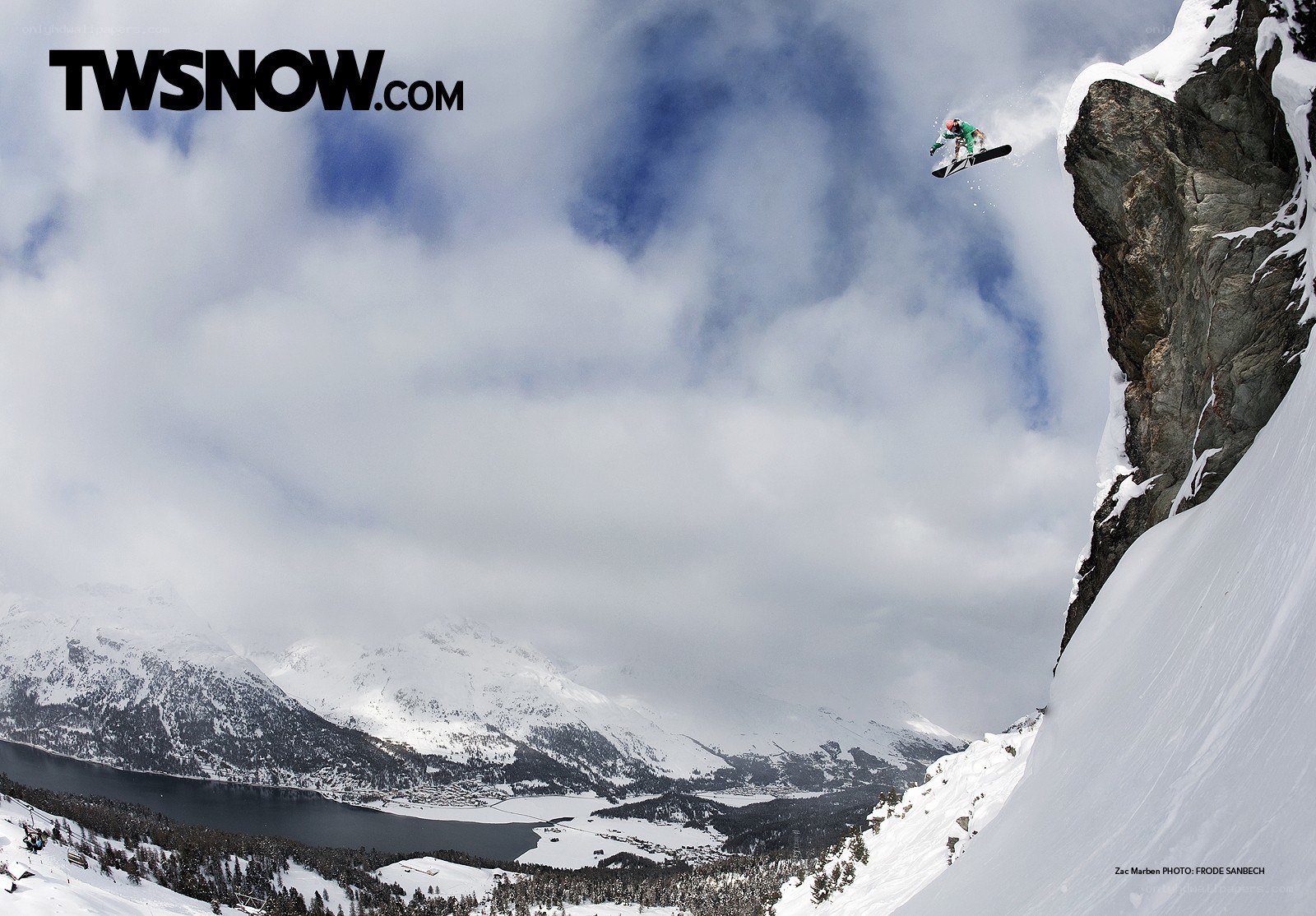 Snowboarder mid-air jump