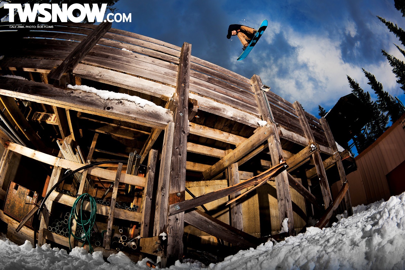 Snowboarder mid-air jump