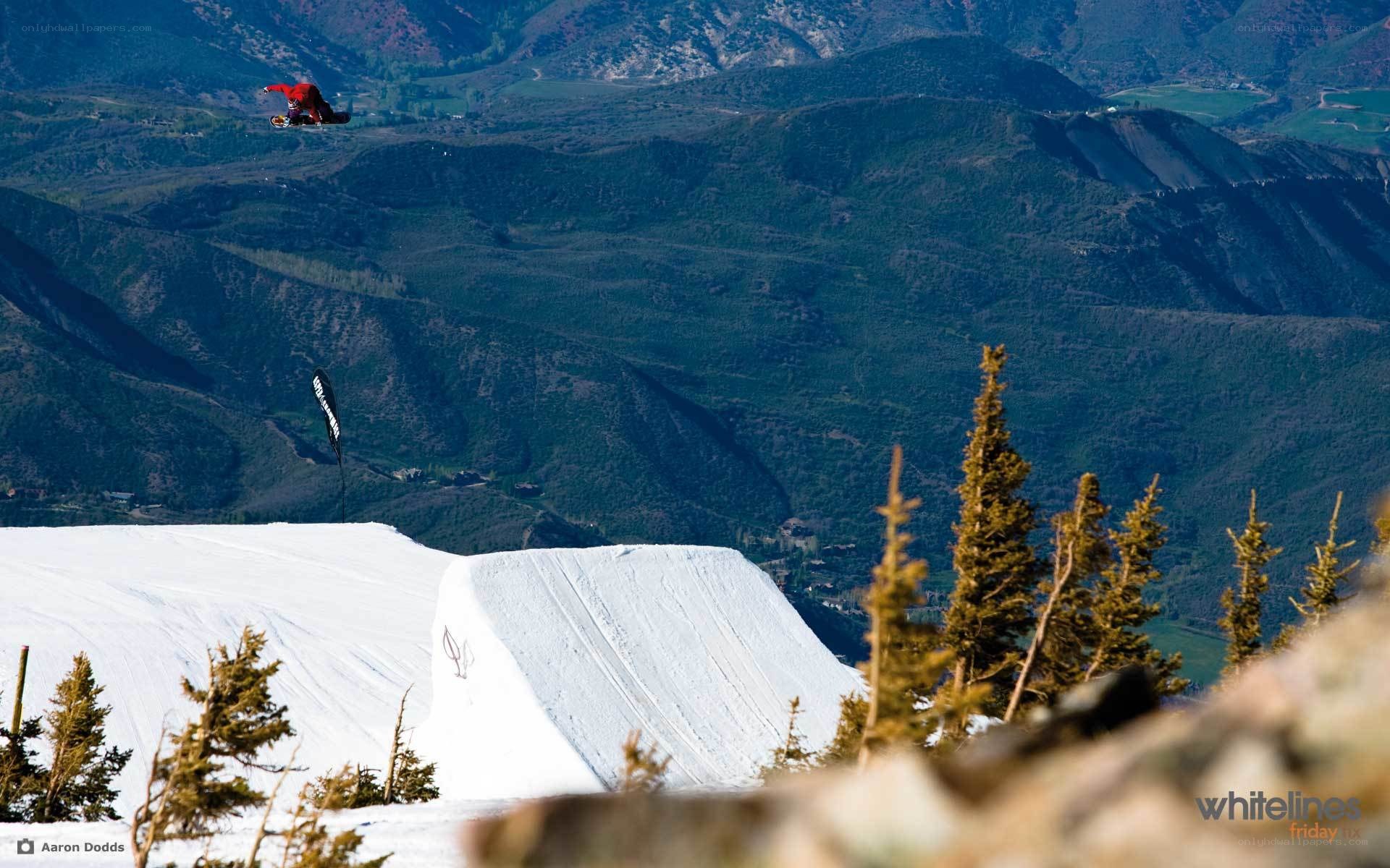 Snowboarder mid-air jump