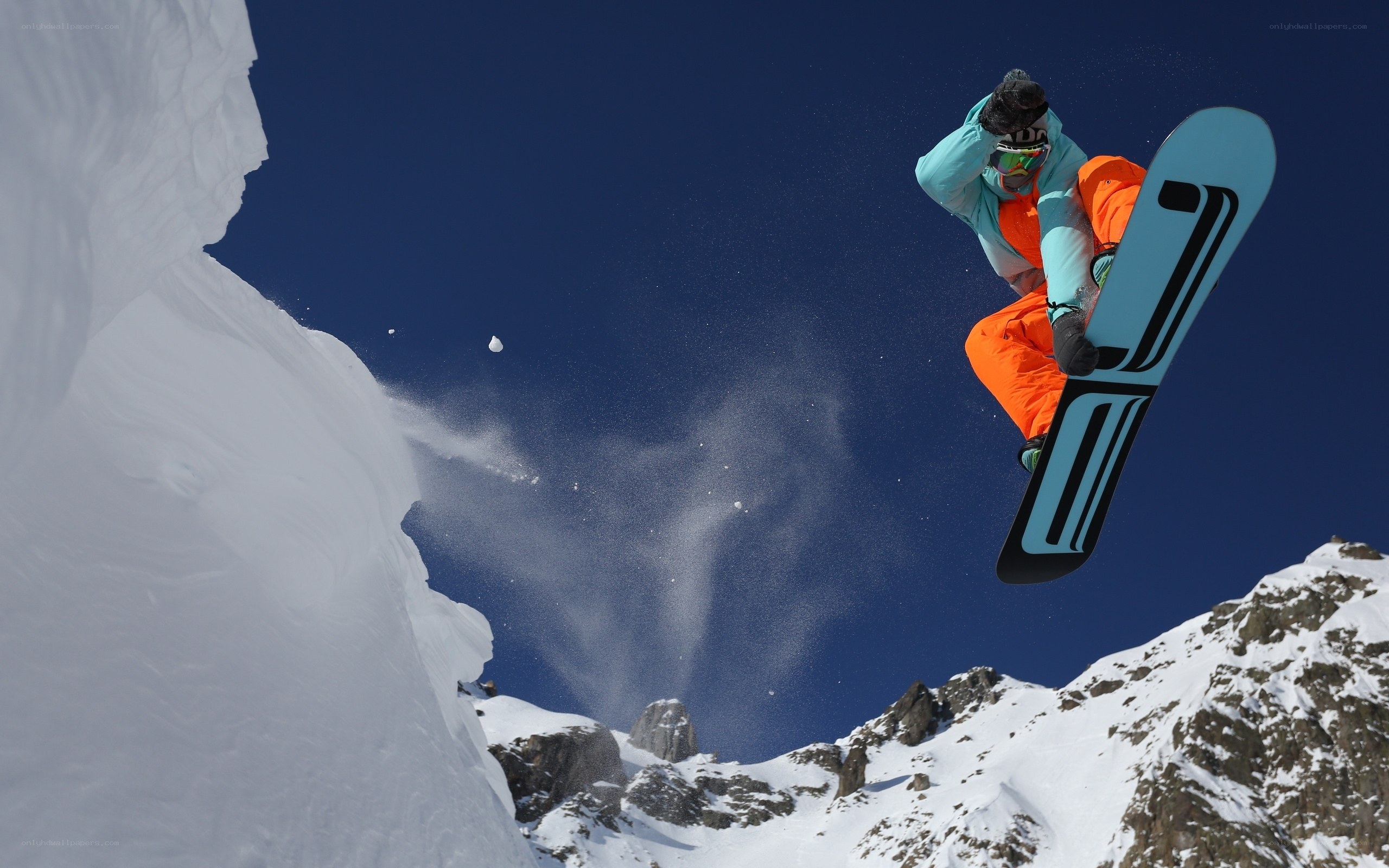 Snowboarder mid-air jump