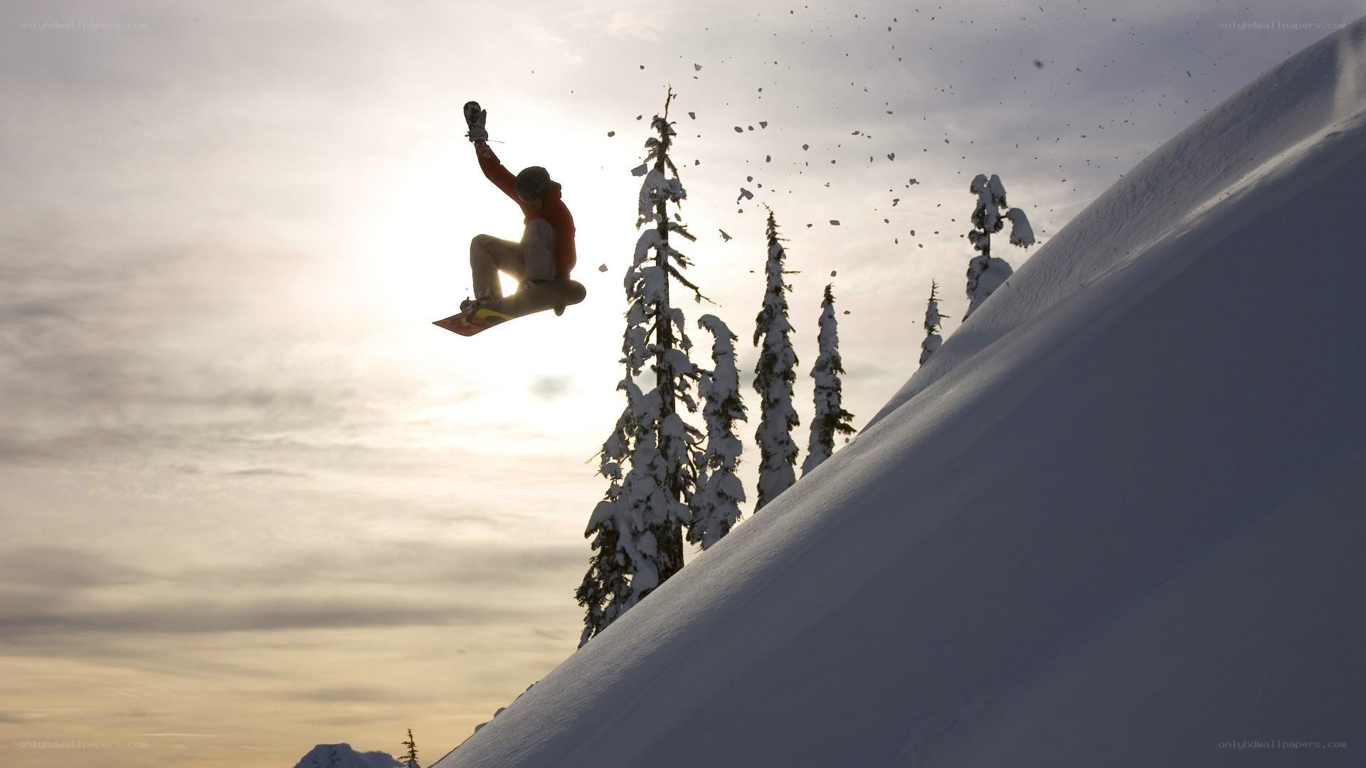 Snowboarder mid-air jump