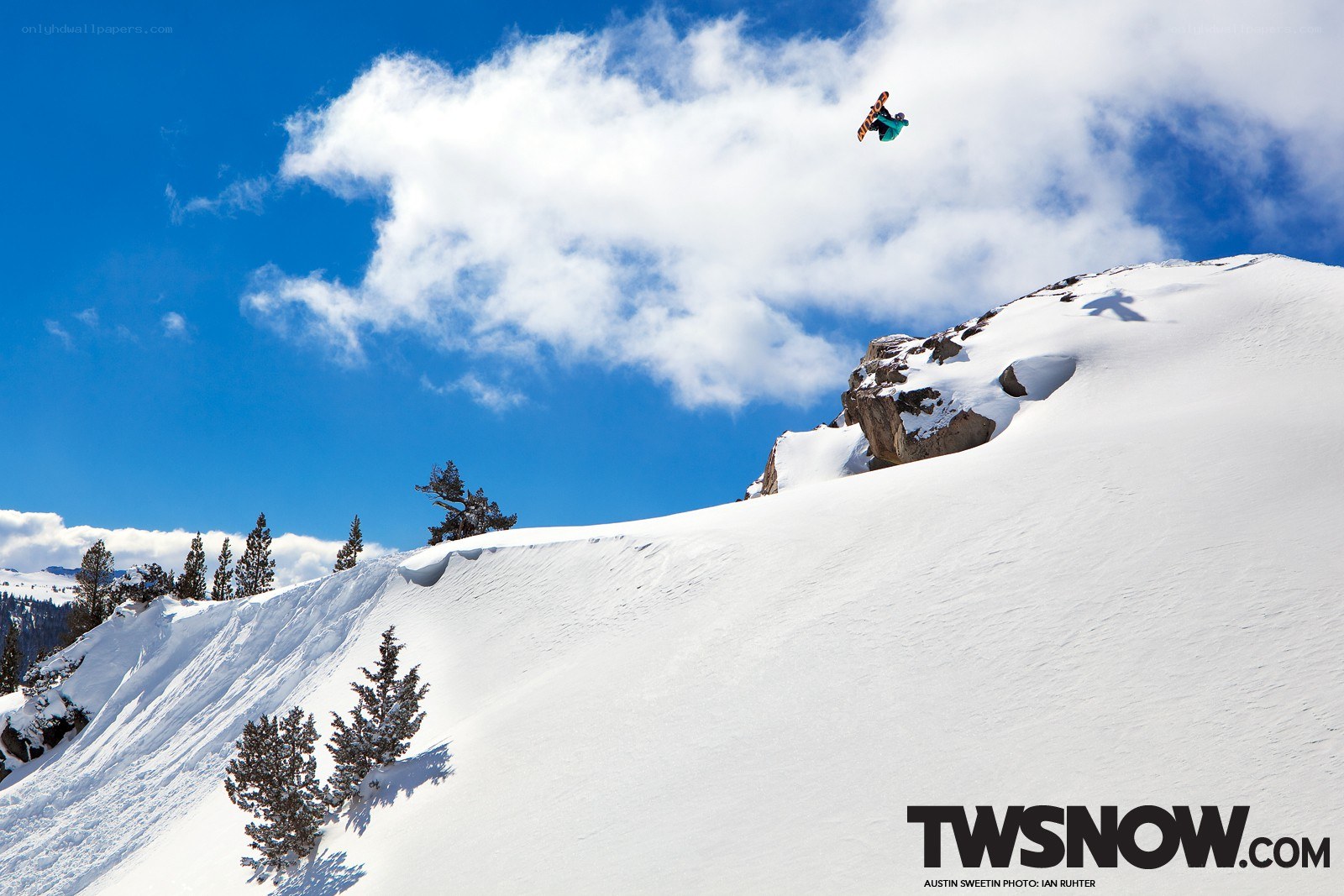 Snowboarder mid-air jump
