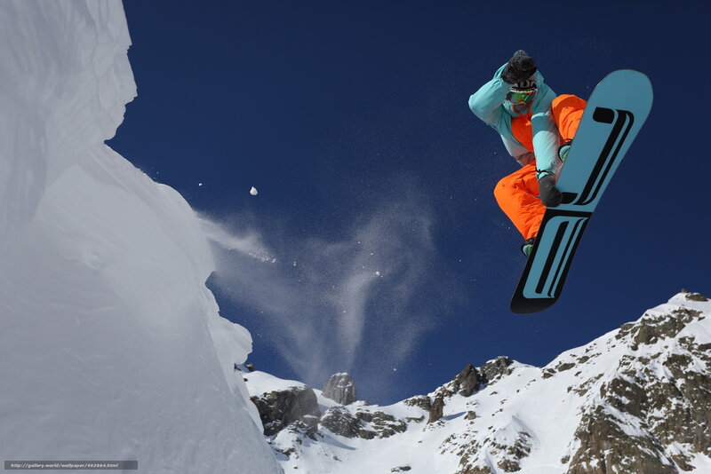 Snowboarder mid-air jump