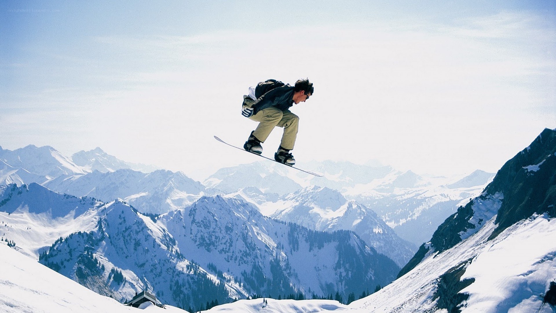 Snowboarder mid-air jump