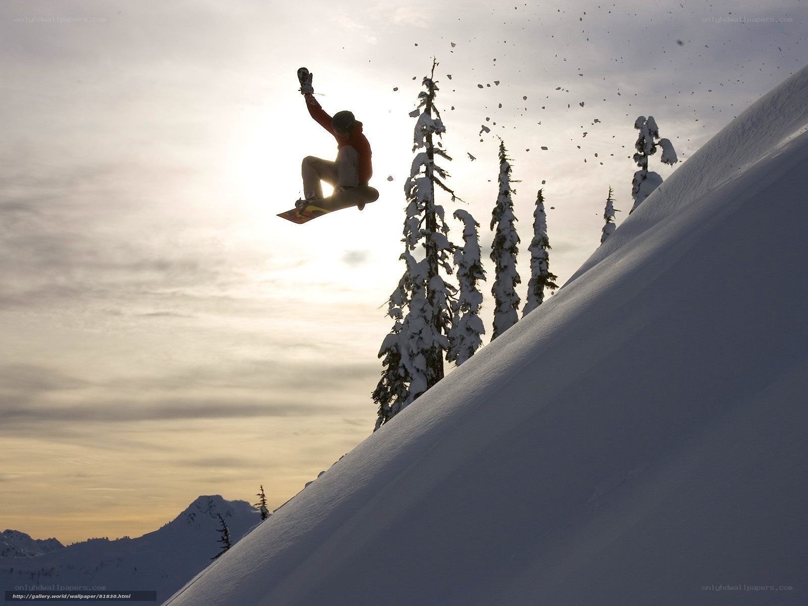 Snowboarder mid-air jump