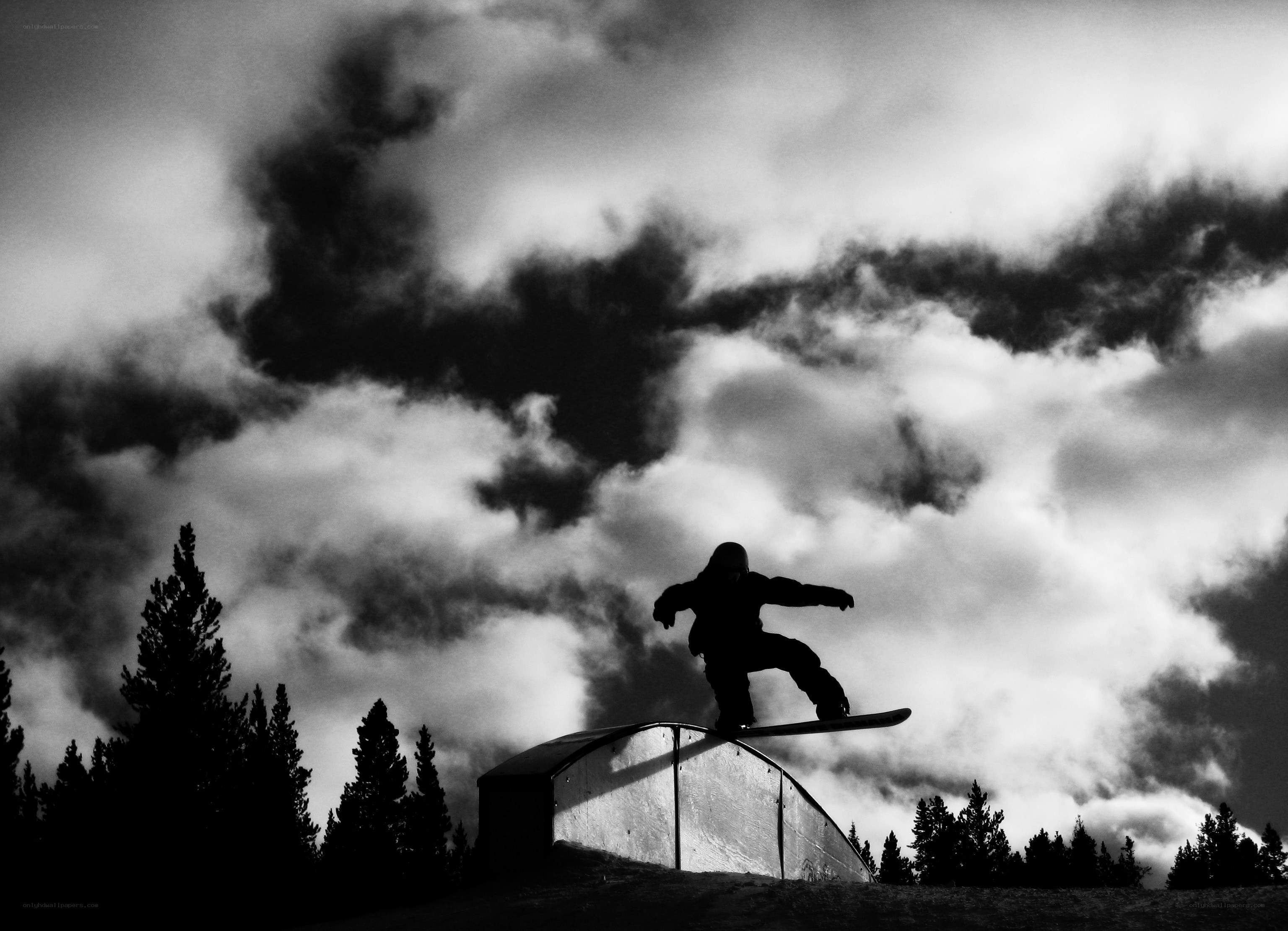Snowboarder on a ramp