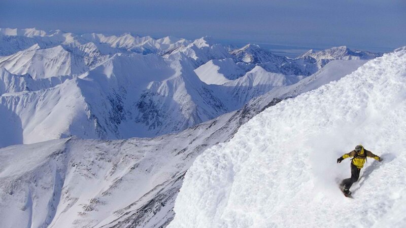 Snowboarder on a snowy mountain
