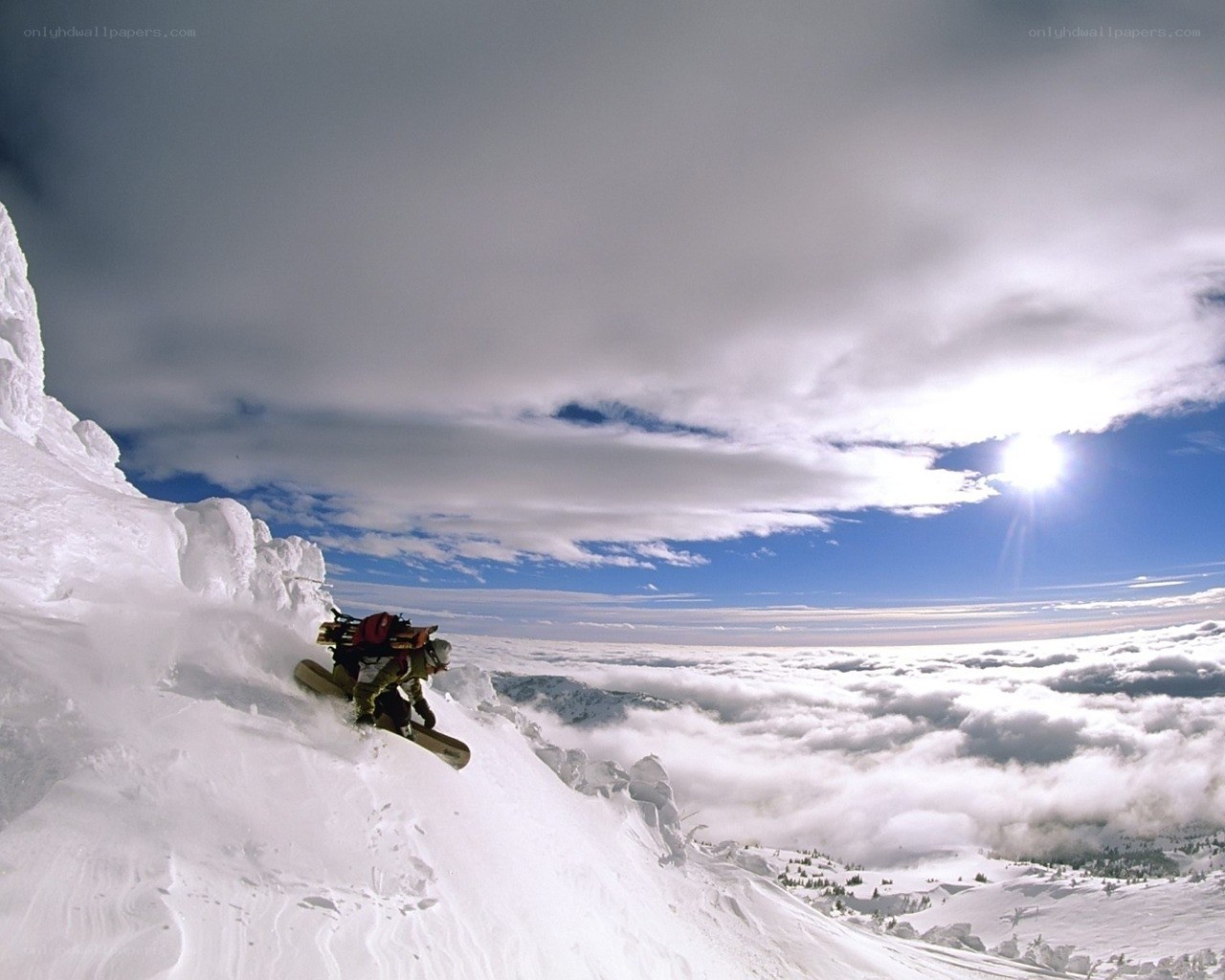 Snowboarder on a snowy mountain