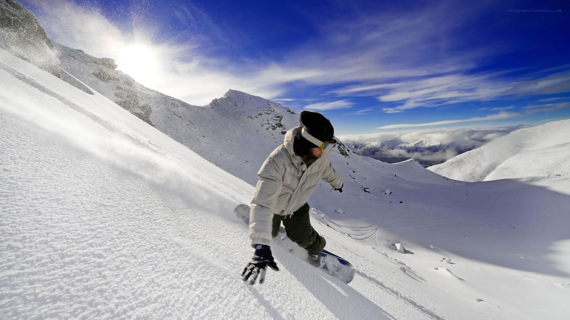 Snowboarder on a snowy mountain