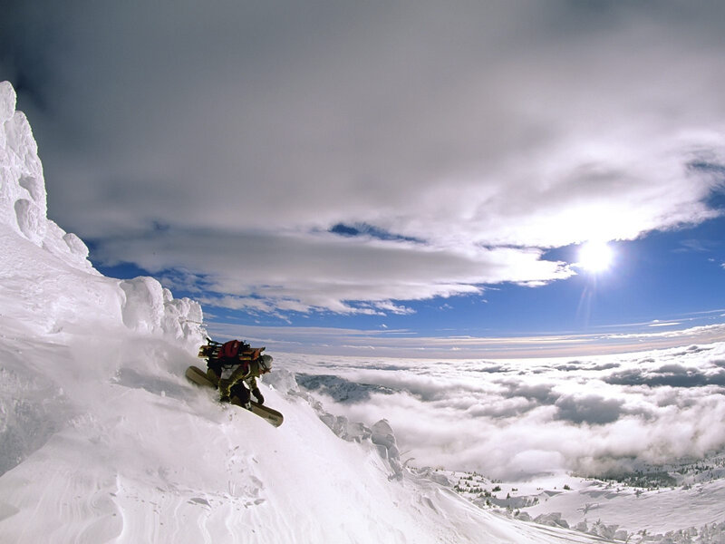 Snowboarder on a snowy mountain