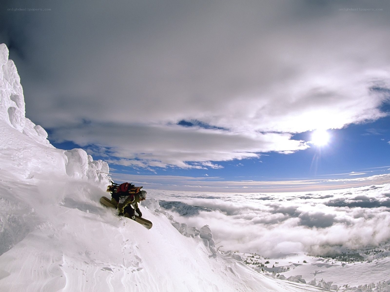 Snowboarder on a snowy mountain