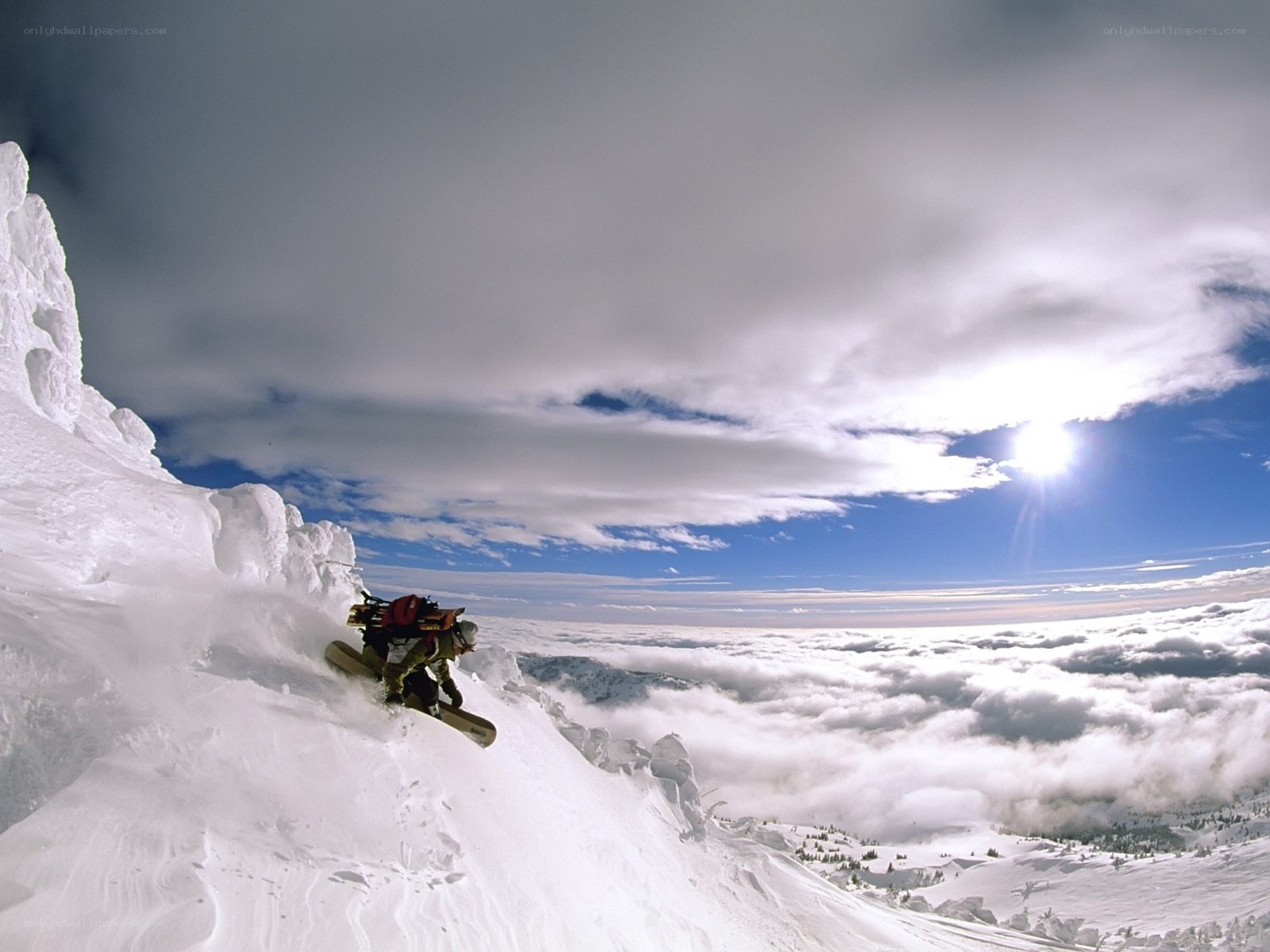 Snowboarder on a snowy mountain