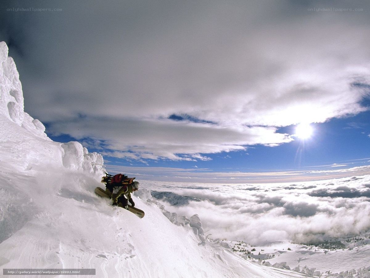 Snowboarder on a snowy mountain