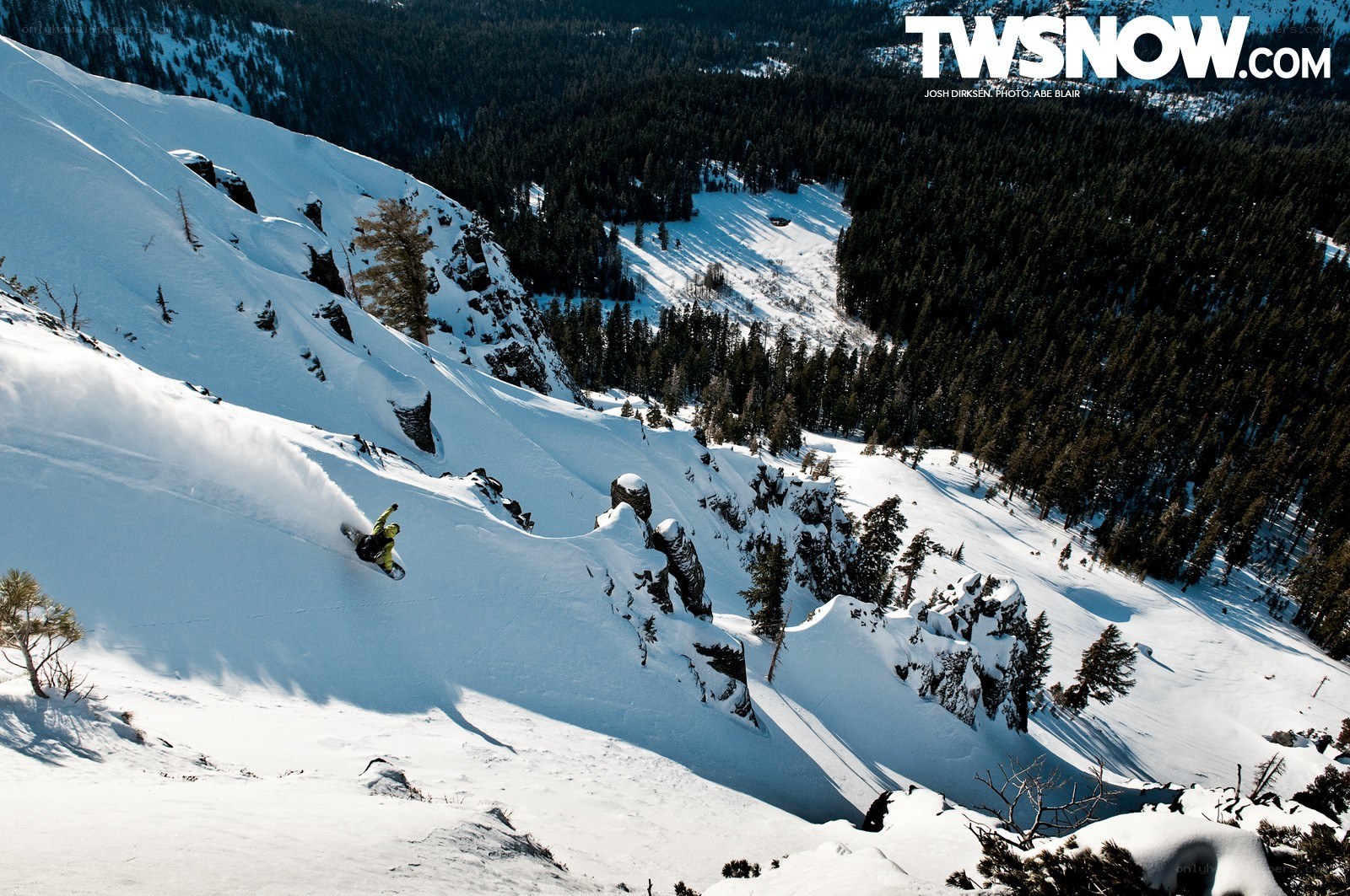 Snowboarder on a steep slope