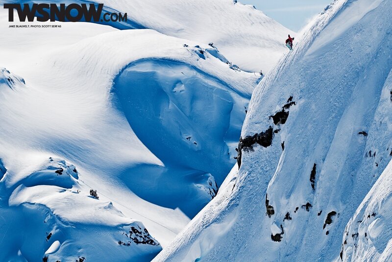Snowboarder on a steep slope